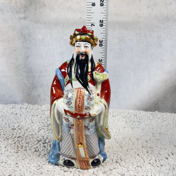 Chinese Famille Rose Porcelain Fu Lu Shou Figurine God of Prosperity Vintage 7" - Picture 8 of 16